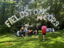 Silver balloons that spell out 