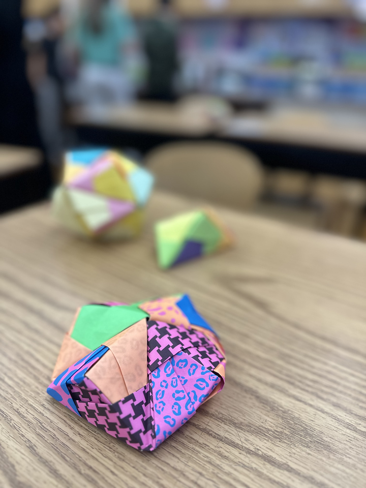 Sonobe origami model made by Ethical Culture 5th Grader.