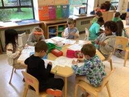 Fieldston Lower 1st Graders work on superfood plates.