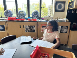 Student looks on in Fieldston Lower classroom.