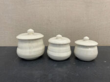 Photo of ceramic pots on display in the Fieldston Upper gallery.